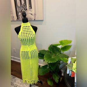 Neon Cover-Up Halter Dress